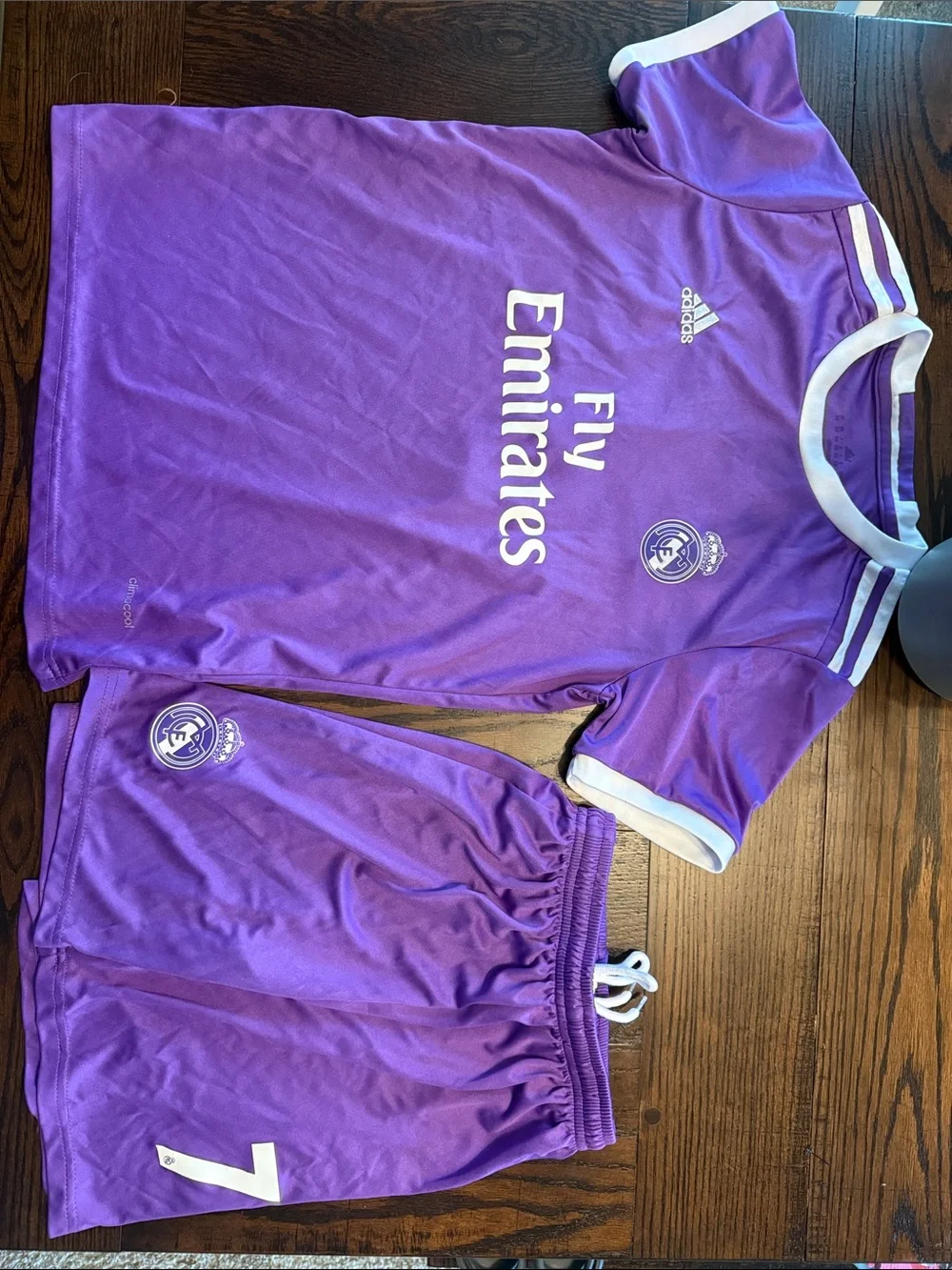 adidas Purple Real Madrid 'Fly Emirates' Short Sleeve Kit